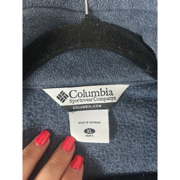 Columbia Mens Fleece Jacket Full‎ Zip Pockets Outdoor Casual XL Blue - Picture 6 of 7